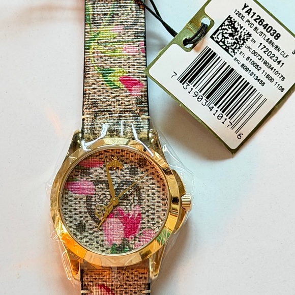 Gucci G Timeless Pink Blooms Print Dial Ladies Watch - Picture 4 of 11